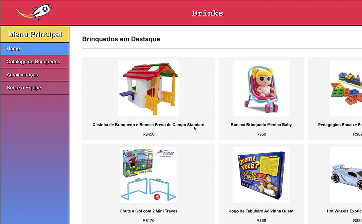 a Toy Store website homepage